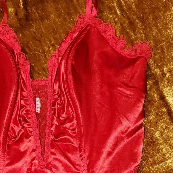 Vintage 1980s Red Teddy Bodysuit by Emil Bole